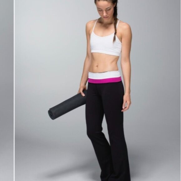 Lululemon reversible Groove Pant (Reg) Black / White / Raspberry / solid blk EUC - Picture 5 of 12
